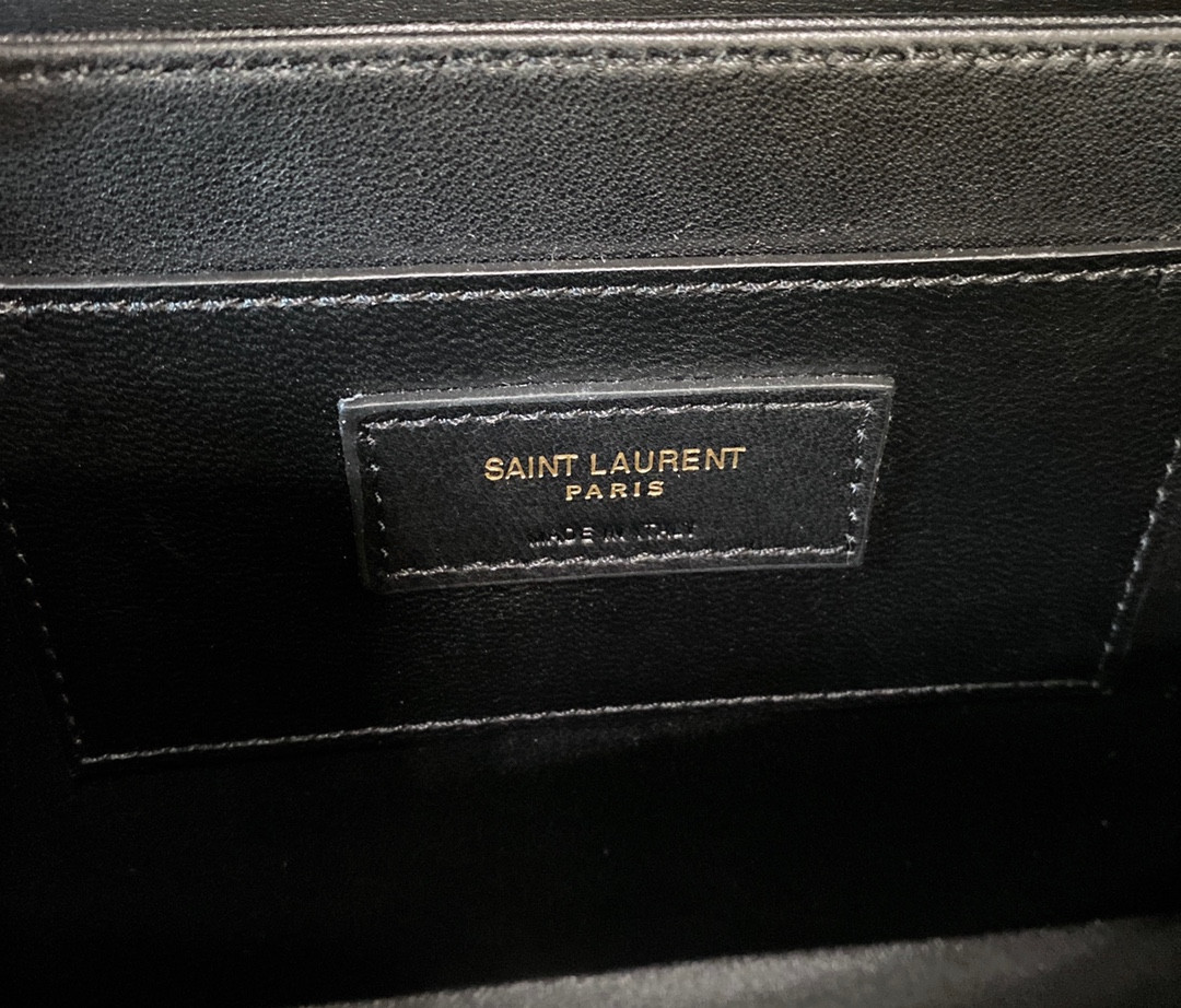 YSL SOLFERINO MEDIUM SATCHEL IN BOX SAINT LAURENT BLACK 9.1 X 6.3 X 2.4 INCHES