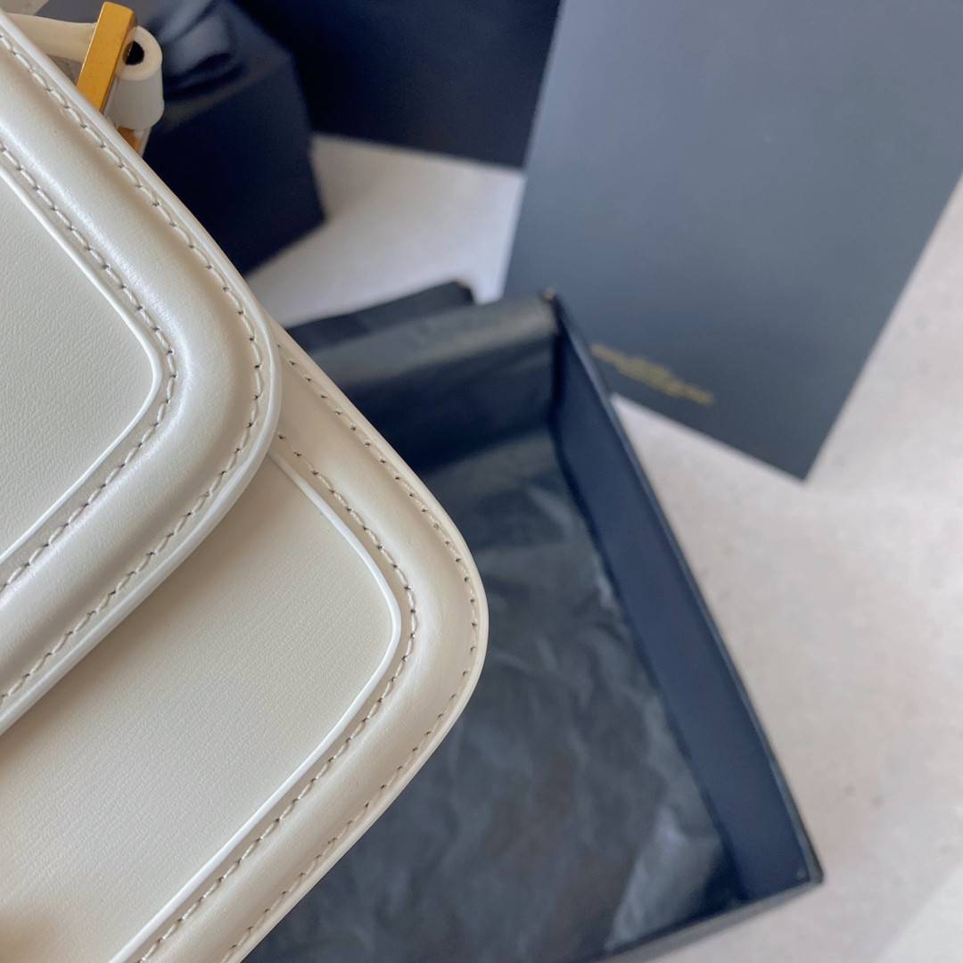 YSL SOLFERINO SMALL SATCHEL IN BOX SAINT LAURENT BLANC VINTAGE 7.4 X 5.1 X 1.9 INCHES