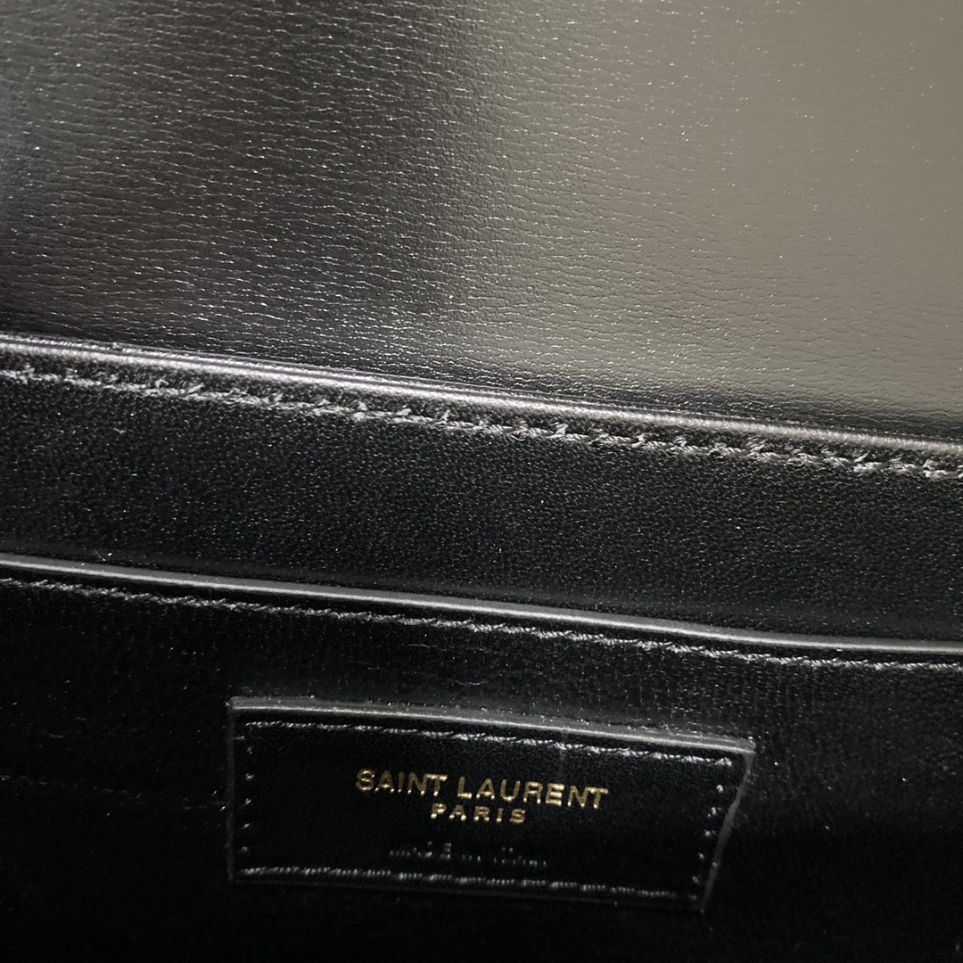 YSL SOLFERINO SMALL SATCHEL IN BOX SAINT LAURENT BLACK 7.4 X 5.1 X 1.9 INCHES