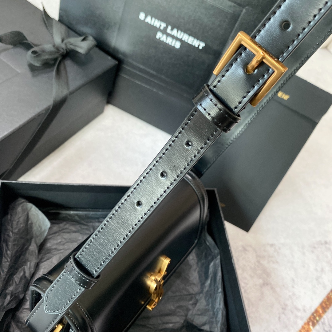 YSL SOLFERINO SMALL SATCHEL IN BOX SAINT LAURENT BLACK 7.4 X 5.1 X 1.9 INCHES