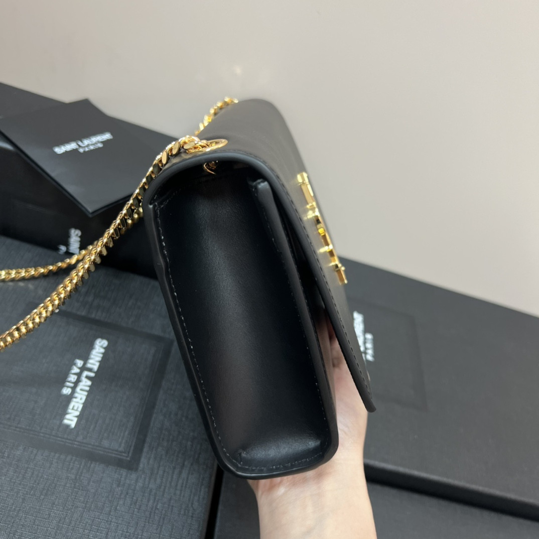 YSL KATE MEDIUM IN SMOOTH LEATHER BLACK 9.4 X 5.7 X 2.1 INCHES