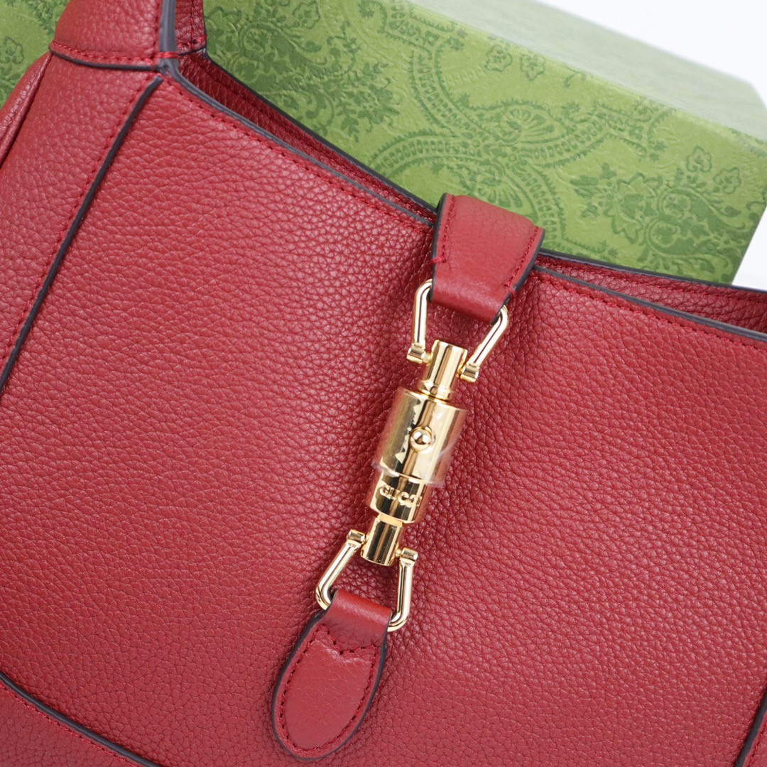 GUCCI JACKIE SMALL SHOULDER BAG Rosso Ancora 10.8"W x 7.5"H x 1.6"D