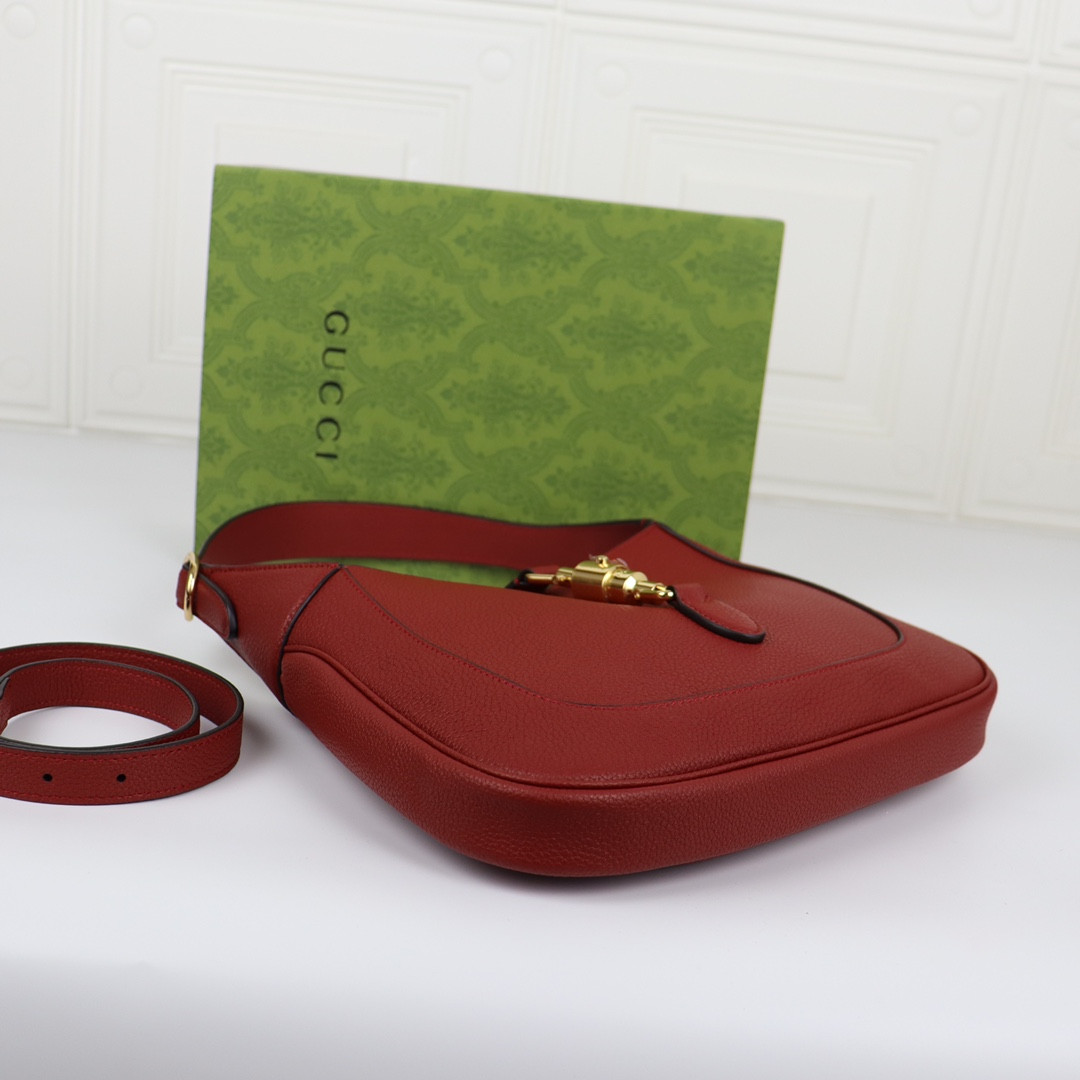 GUCCI JACKIE SMALL SHOULDER BAG Rosso Ancora 10.8"W x 7.5"H x 1.6"D