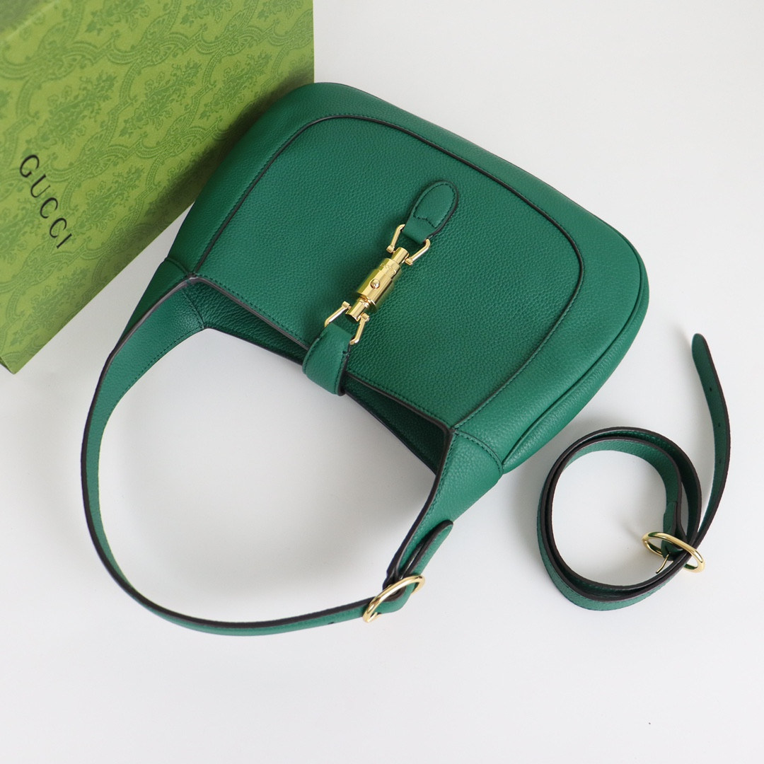 GUCCI JACKIE SMALL SHOULDER BAG Green 10.8"W x 7.5"H x 1.6"D