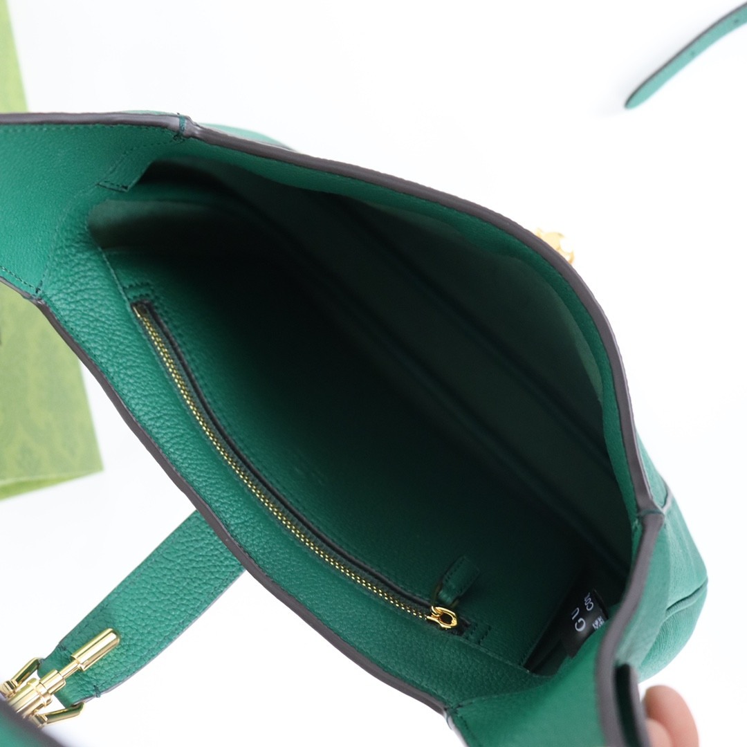 GUCCI JACKIE SMALL SHOULDER BAG Green 10.8"W x 7.5"H x 1.6"D