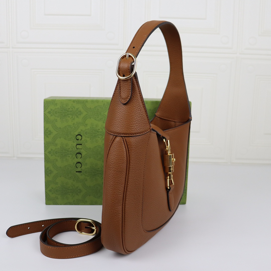 GUCCI JACKIE SMALL SHOULDER BAG Brown 10.8"W x 7.5"H x 1.6"D