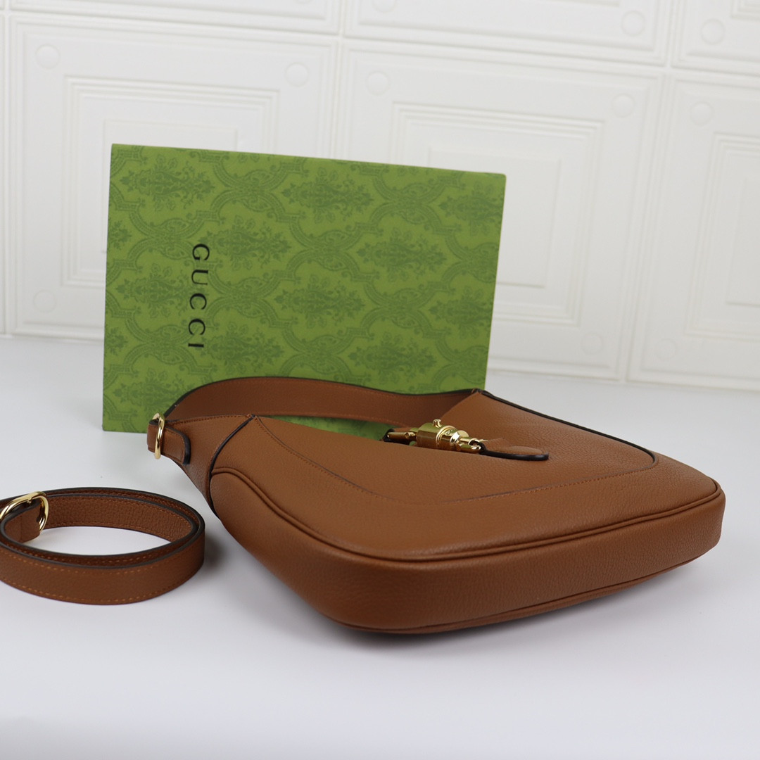 GUCCI JACKIE SMALL SHOULDER BAG Brown 10.8"W x 7.5"H x 1.6"D