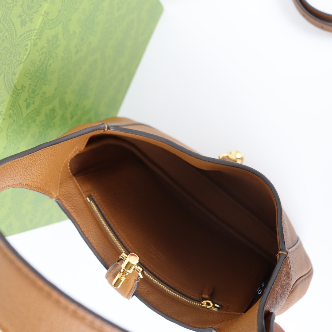 GUCCI JACKIE SMALL SHOULDER BAG Brown 10.8"W x 7.5"H x 1.6"D