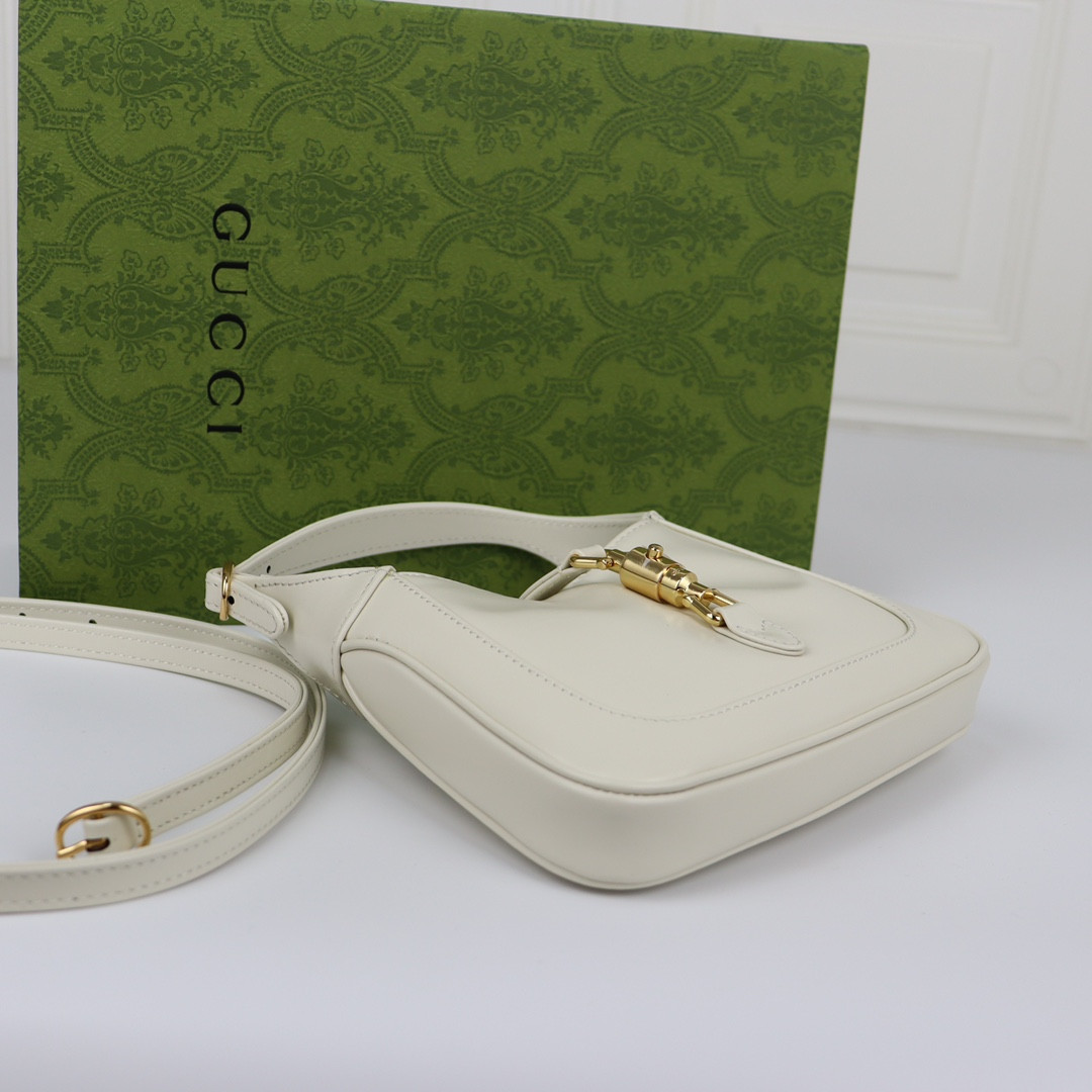 GUCCI JACKIE 1961 MINI SHOULDER BAG White 7.5"W x 5.1"H x 1.2"D