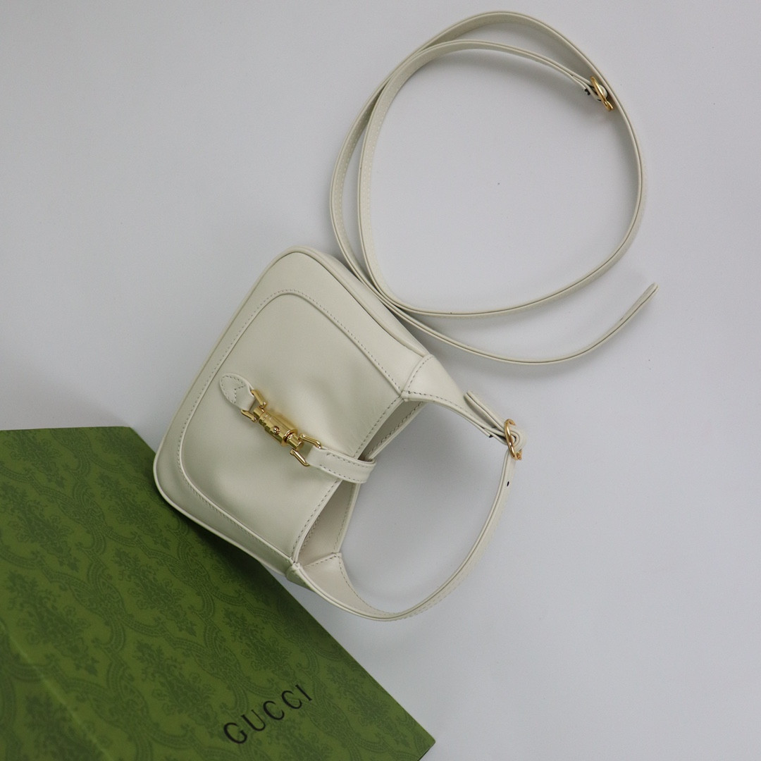 GUCCI JACKIE 1961 MINI SHOULDER BAG White 7.5"W x 5.1"H x 1.2"D