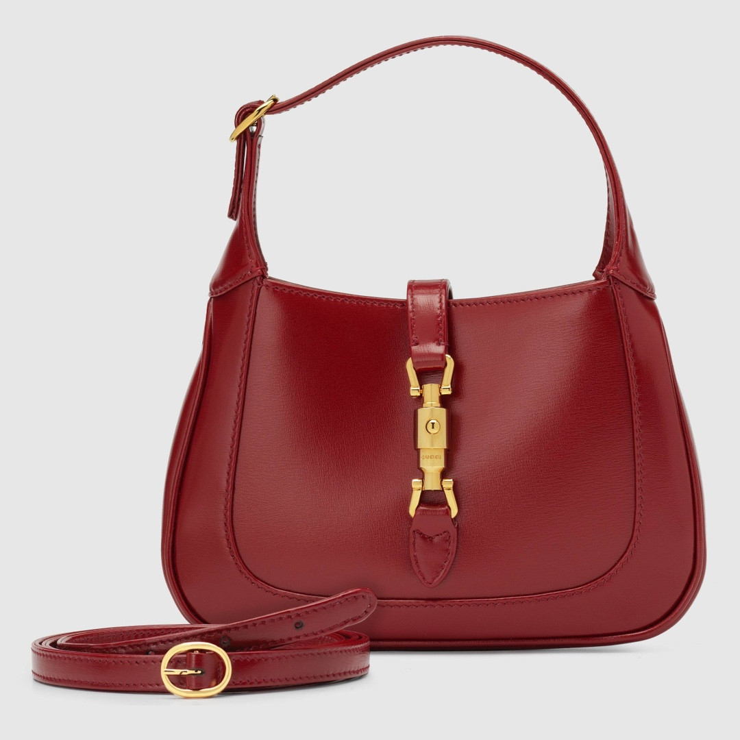 GUCCI JACKIE 1961 MINI SHOULDER BAG RED 7.5"W x 5.1"H x 1.2"D
