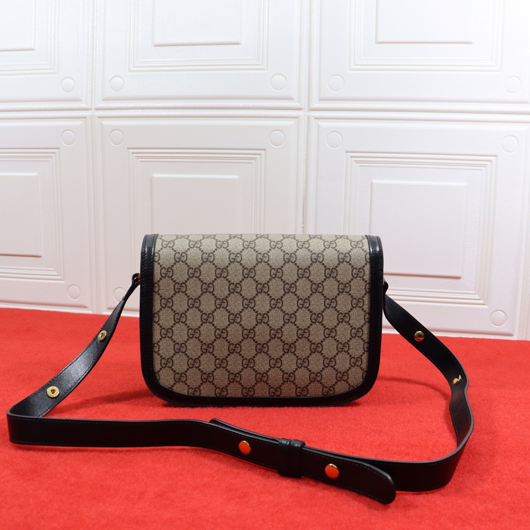 GUCCI HORSEBIT 1955 SHOULDER BAG Beige Black 9.8"W x 7"H x 3.1"D