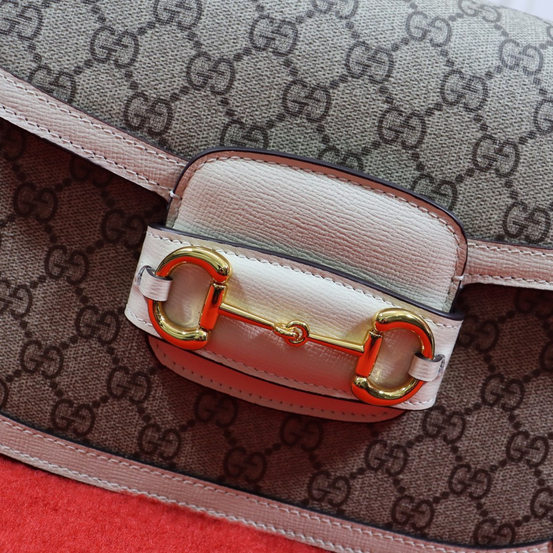 GUCCI HORSEBIT 1955 SHOULDER BAG GRAY WHITE 9.8"W x 7"H x 3.1"D