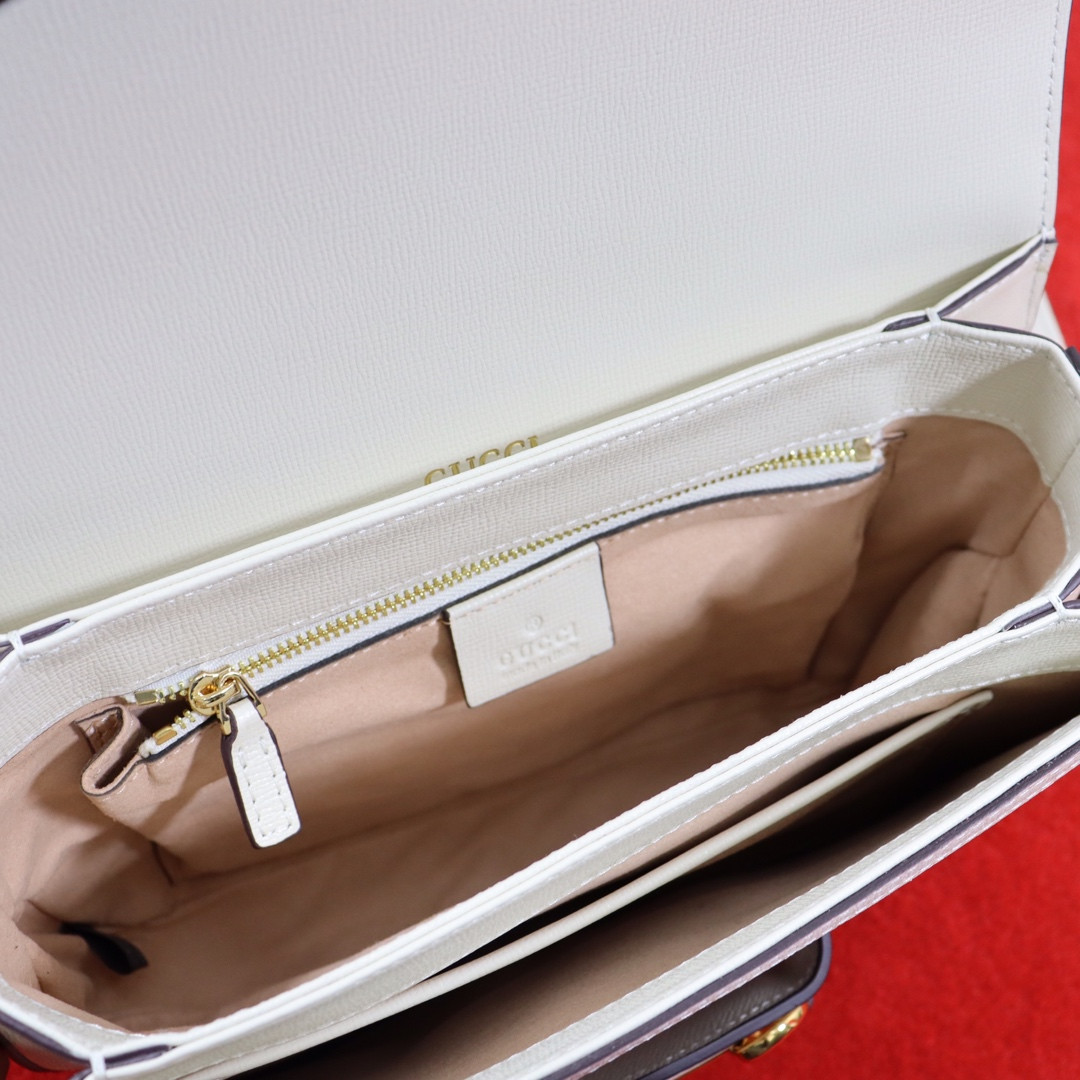 GUCCI HORSEBIT 1955 SHOULDER BAG GRAY WHITE 9.8"W x 7"H x 3.1"D