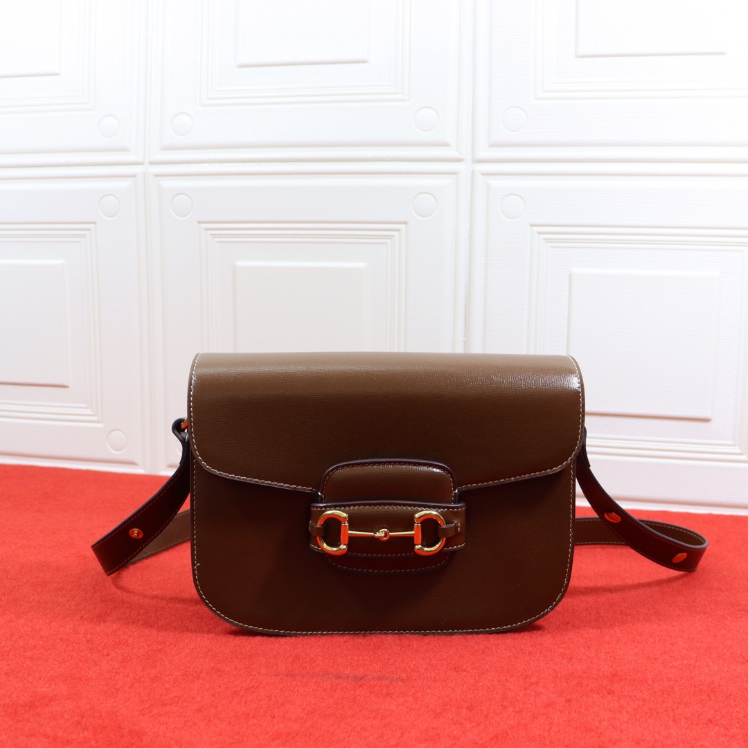 GUCCI HORSEBIT 1955 SHOULDER BAG BROWN 9.8"W x 7"H x 3.1"D