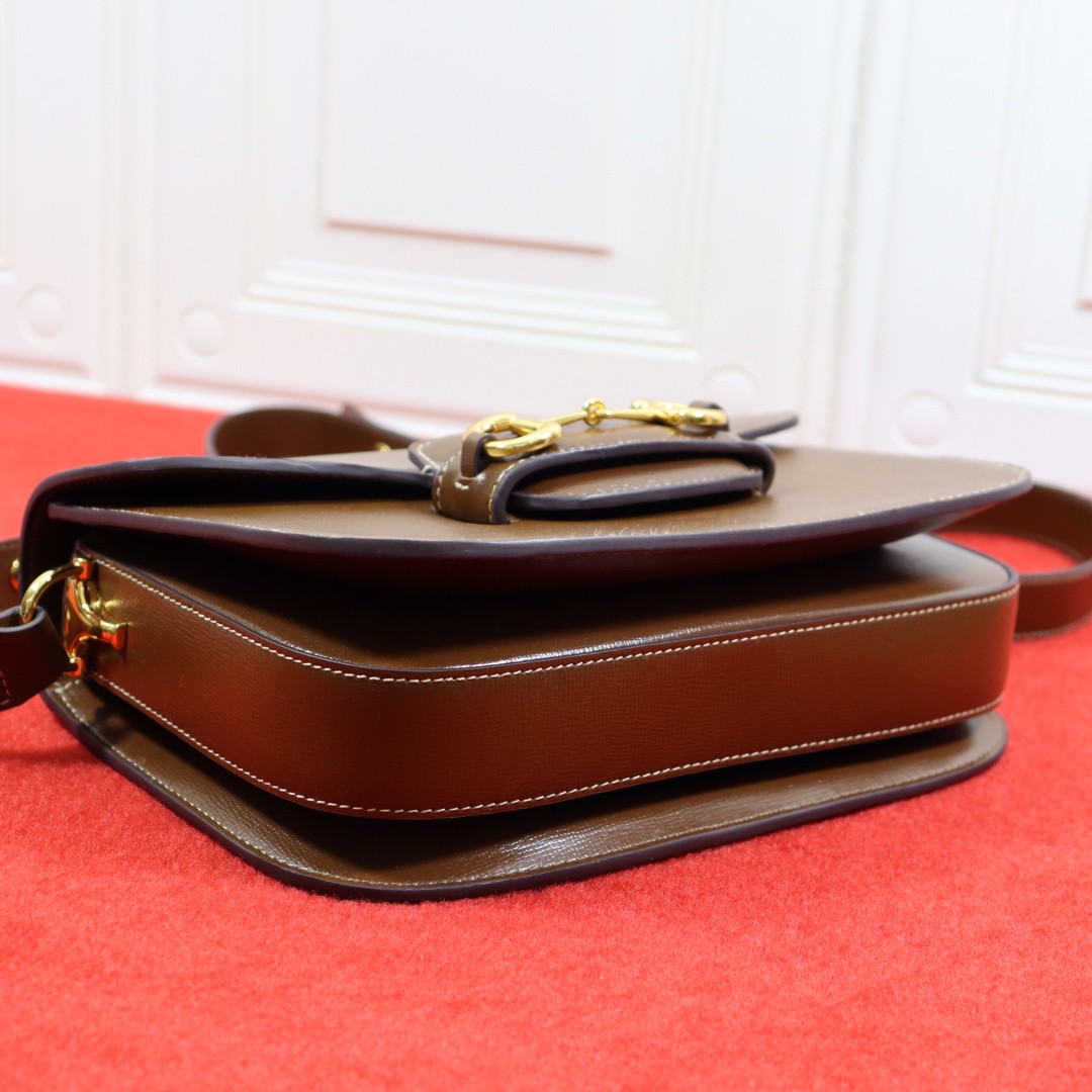 GUCCI HORSEBIT 1955 SHOULDER BAG BROWN 9.8"W x 7"H x 3.1"D