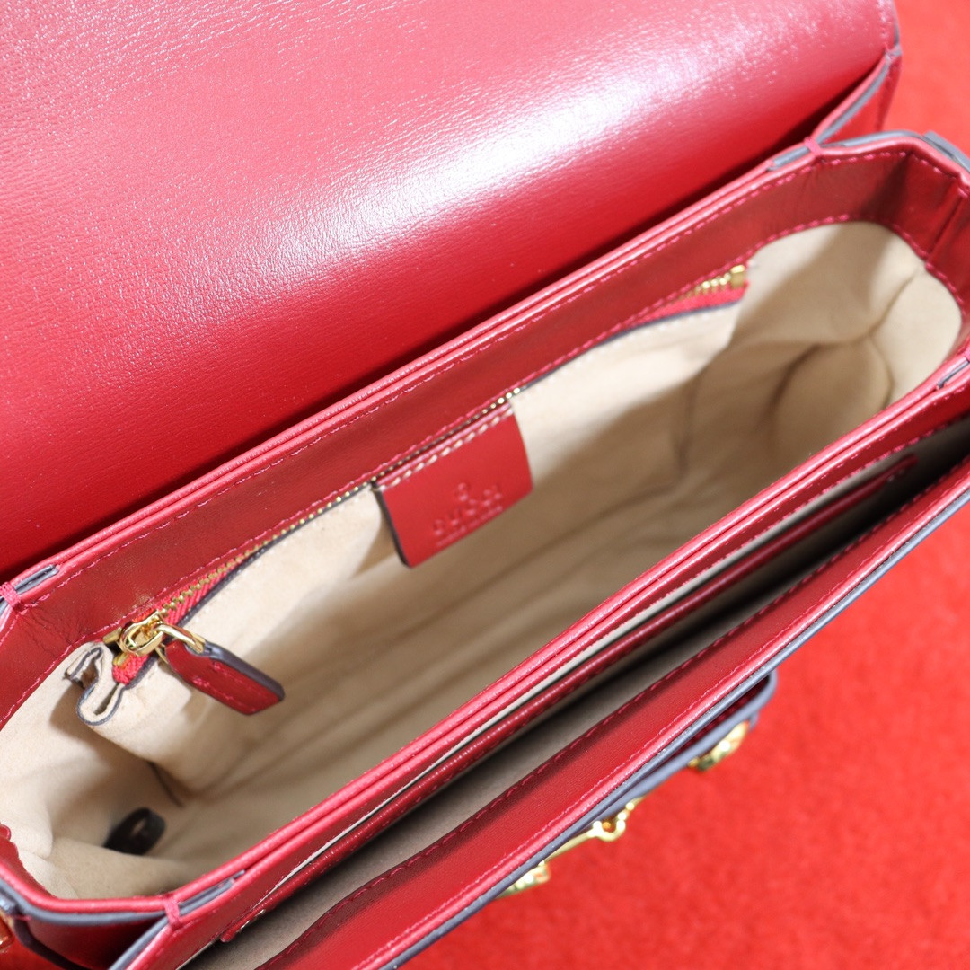 GUCCI HORSEBIT 1955 SHOULDER BAG RED 9.8"W x 7"H x 3.1"D