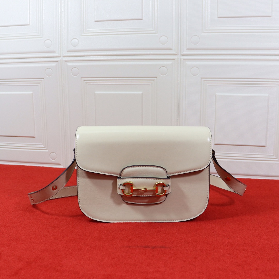 GUCCI HORSEBIT 1955 SHOULDER BAG WHITE 9.8"W x 7"H x 3.1"D