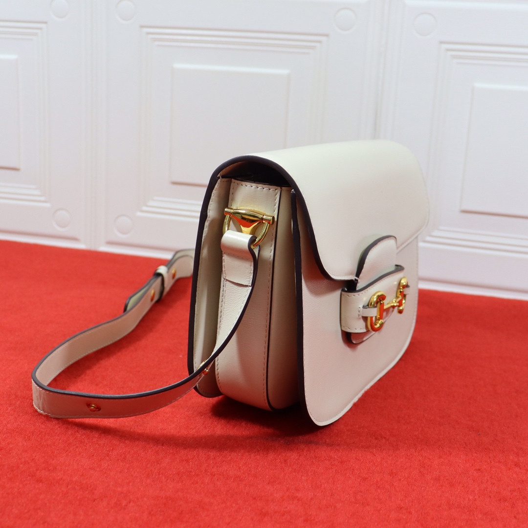 GUCCI HORSEBIT 1955 SHOULDER BAG WHITE 9.8"W x 7"H x 3.1"D