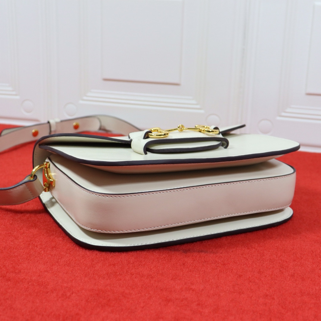 GUCCI HORSEBIT 1955 SHOULDER BAG WHITE 9.8"W x 7"H x 3.1"D