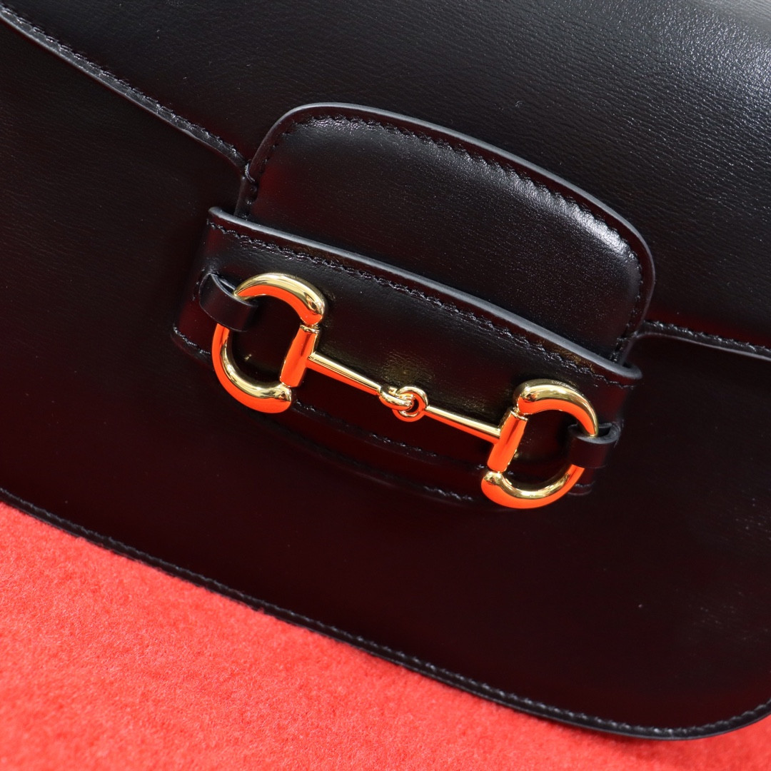 GUCCI HORSEBIT 1955 SHOULDER BAG BLACK 9.8"W x 7"H x 3.1"D
