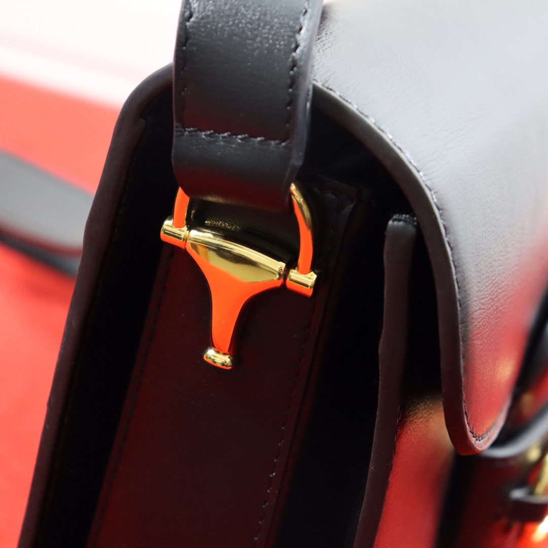 GUCCI HORSEBIT 1955 SHOULDER BAG BLACK 9.8"W x 7"H x 3.1"D