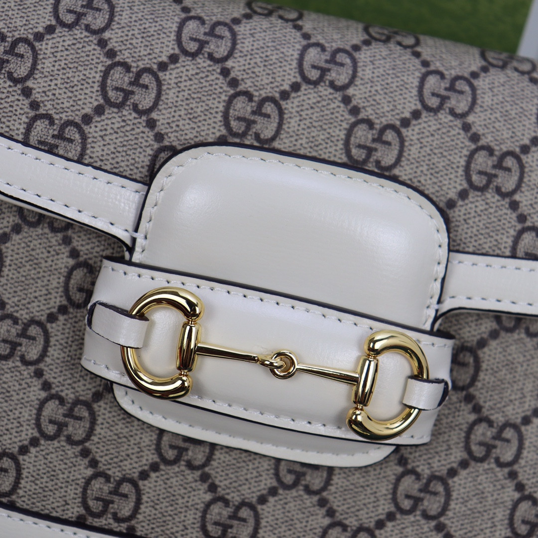 GUCCI HORSEBIT 1955 MINI BAG GRAY WHITE 8.1"W x 5.7"H x 2"D