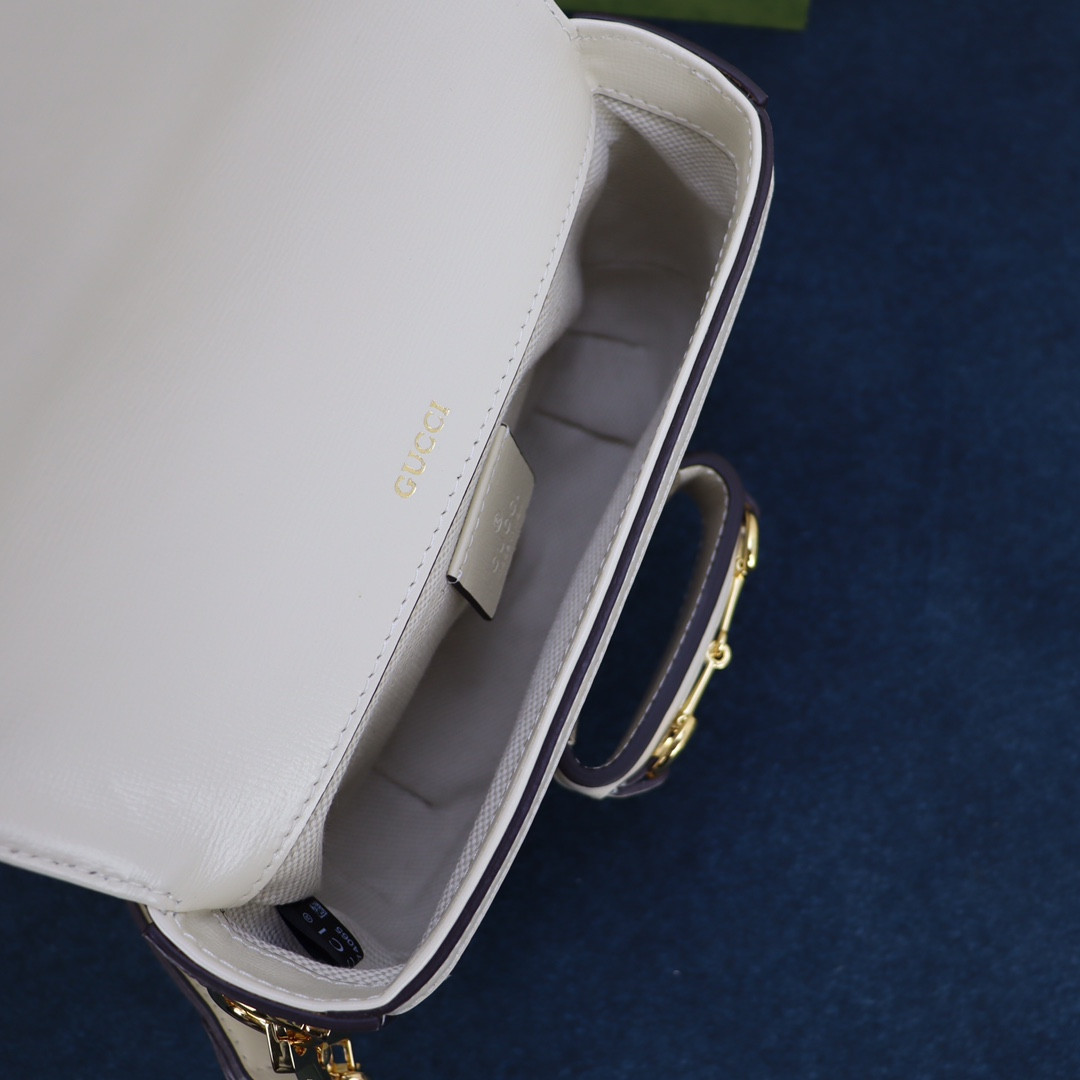 GUCCI HORSEBIT 1955 MINI BAG GRAY WHITE 8.1"W x 5.7"H x 2"D