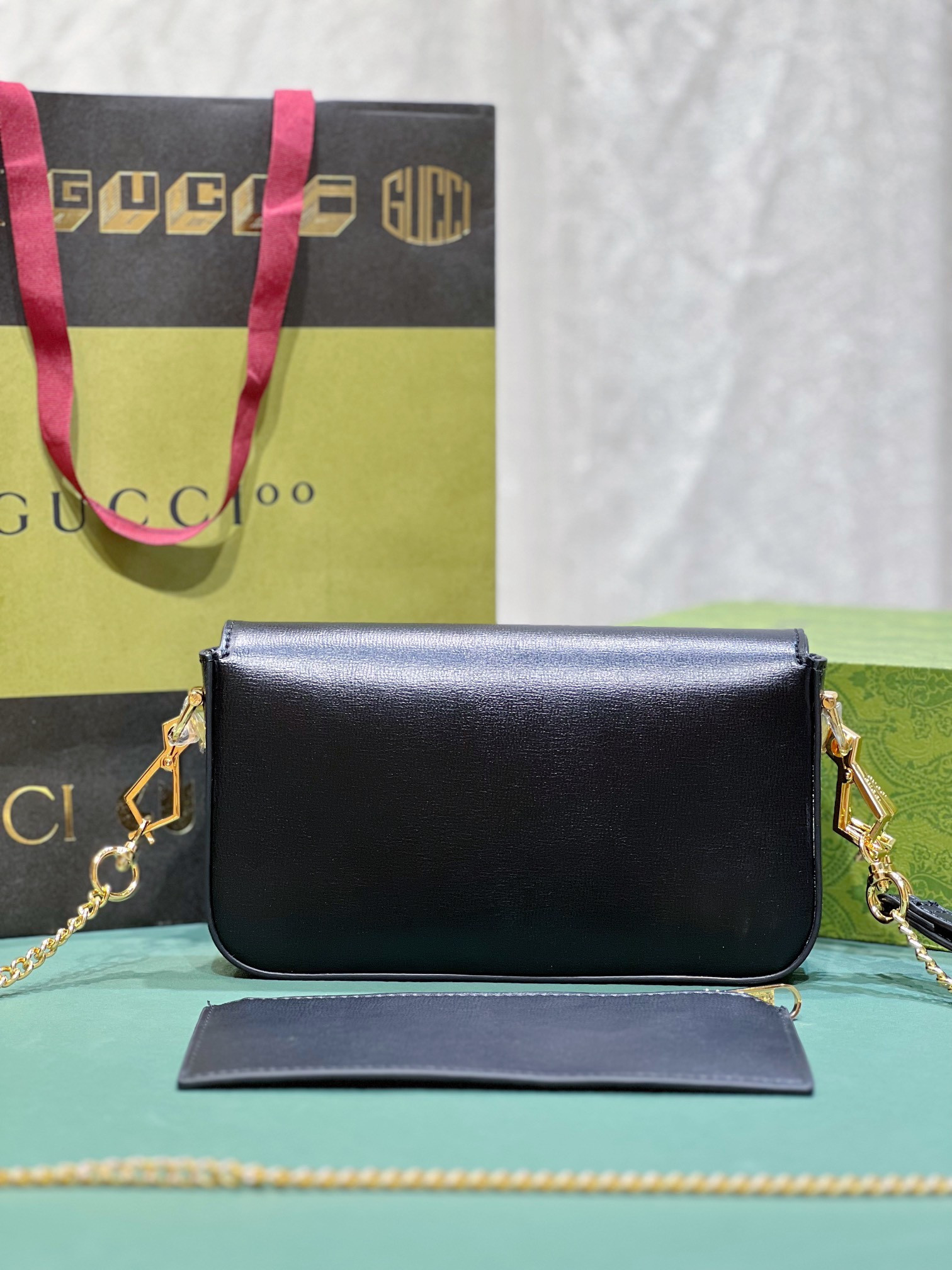 GUCCI HORSEBIT 1955 MINI BAG BLACK 8.5"W x 4.9"H x 1.2"D