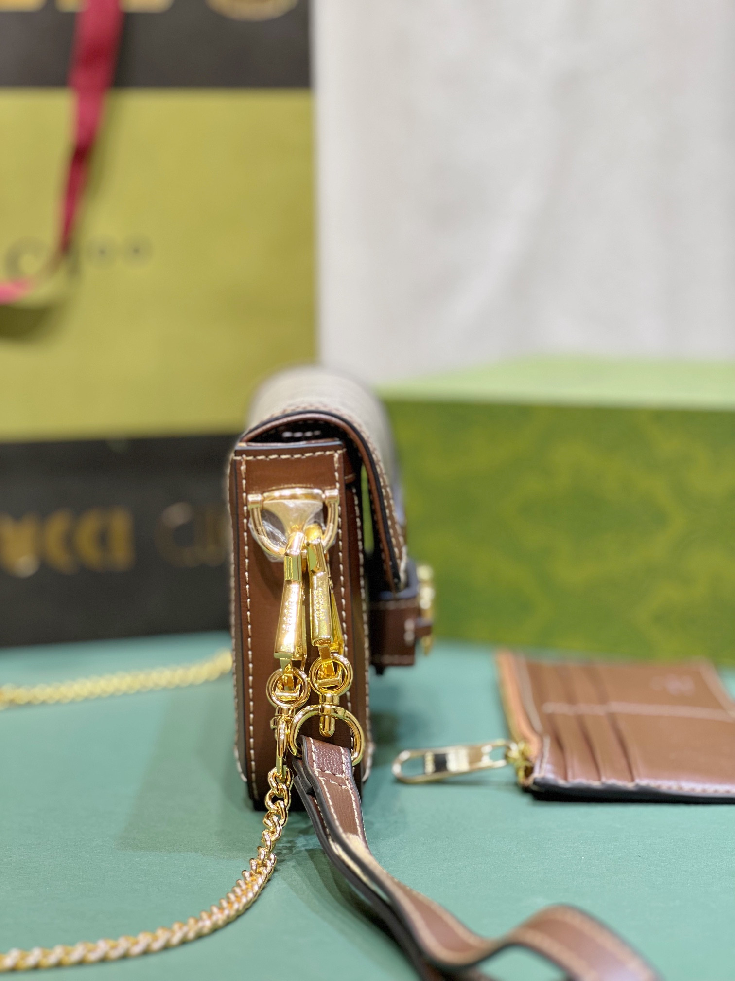 GUCCI HORSEBIT 1955 MINI BAG BROWN 8.5"W x 4.9"H x 1.2"D