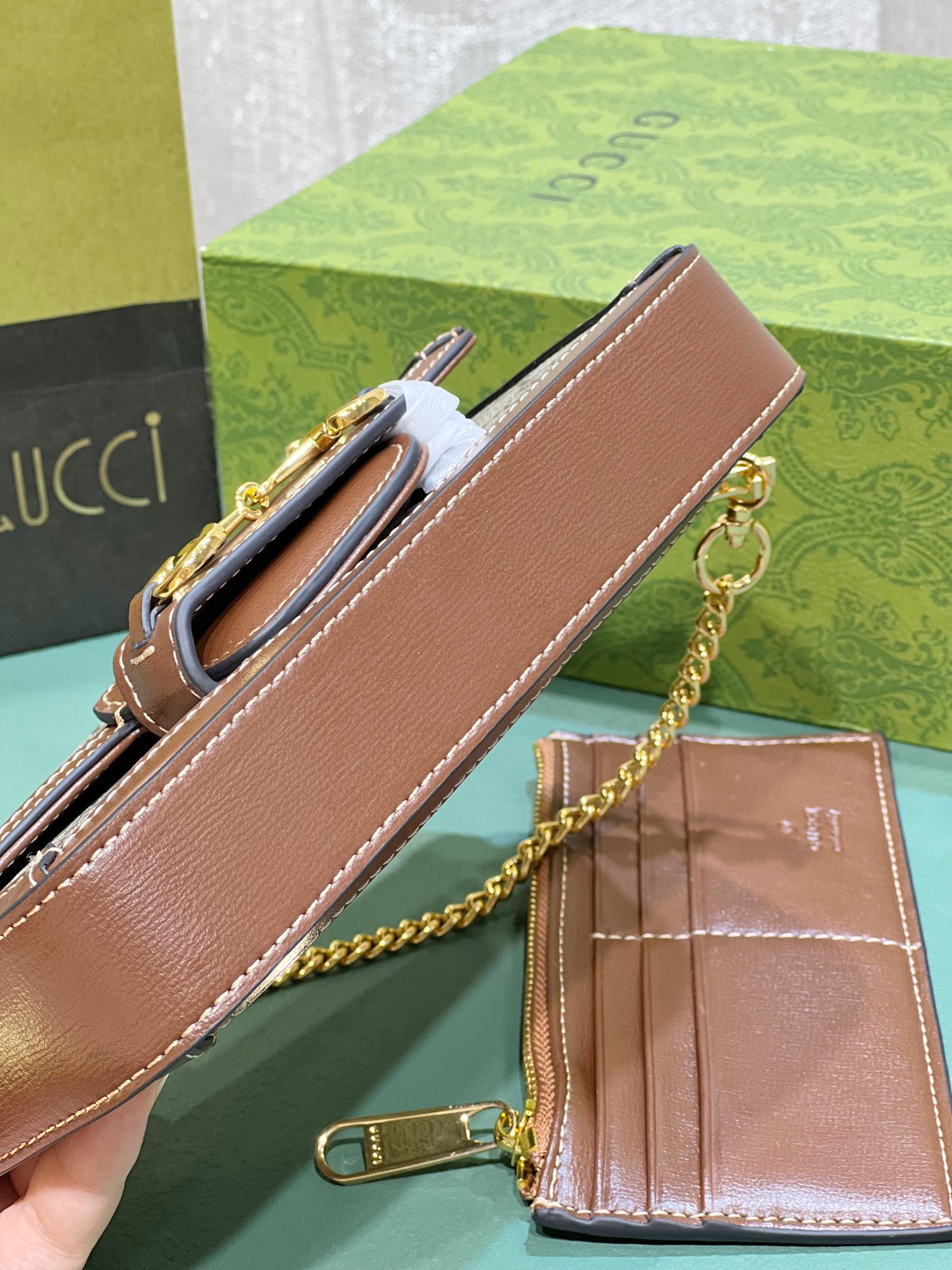 GUCCI HORSEBIT 1955 MINI BAG BROWN 8.5"W x 4.9"H x 1.2"D