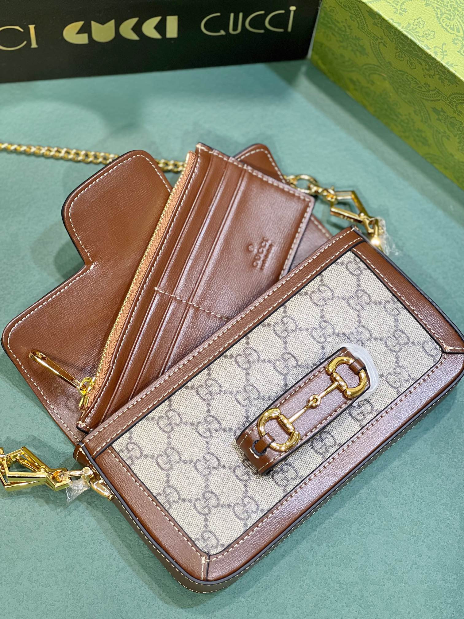 GUCCI HORSEBIT 1955 MINI BAG BROWN 8.5"W x 4.9"H x 1.2"D