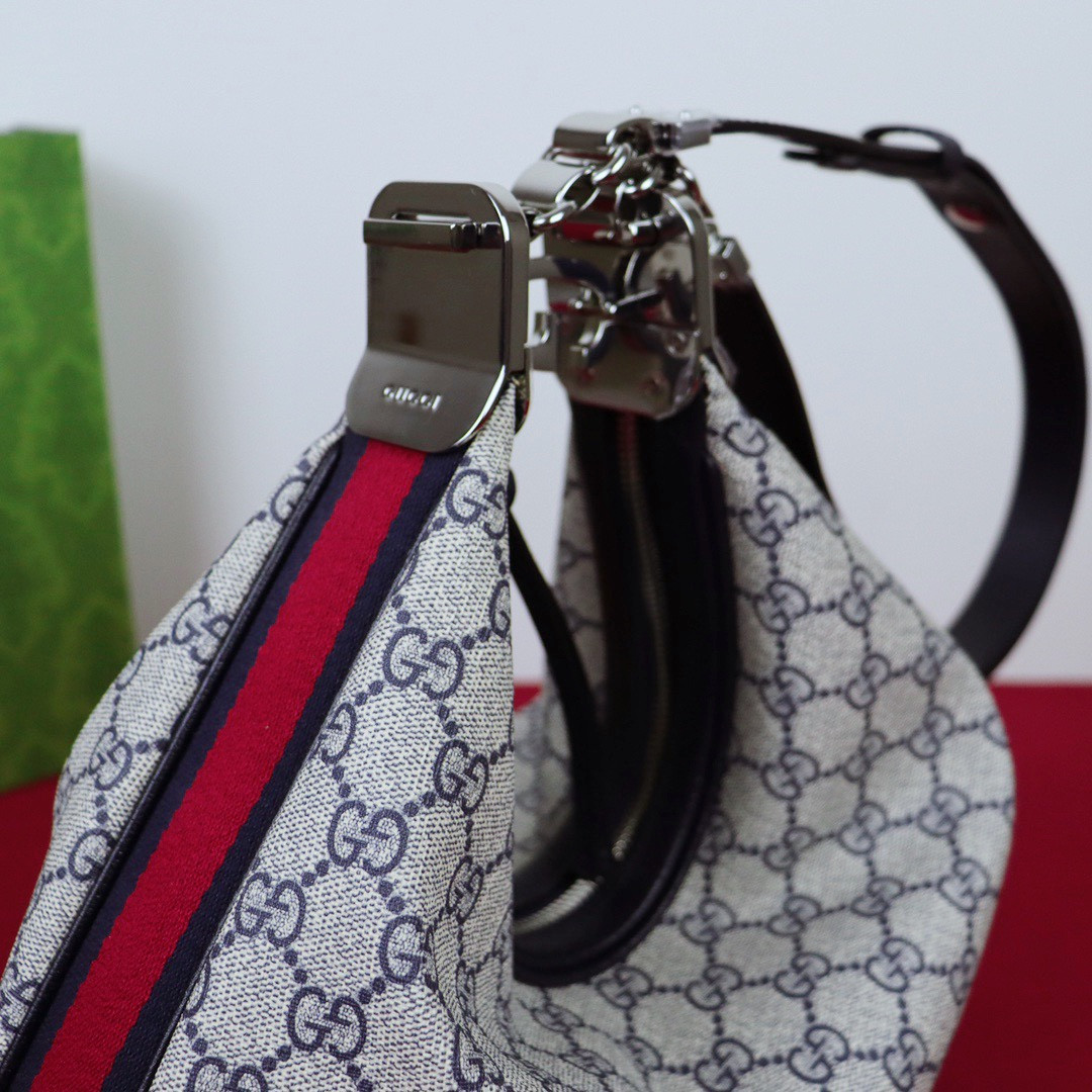 GUCCI ATTACHE MEDIUM SHOULDER BAG BEIGE BLUE 13.8″W x 12.6″H x 2.4″D