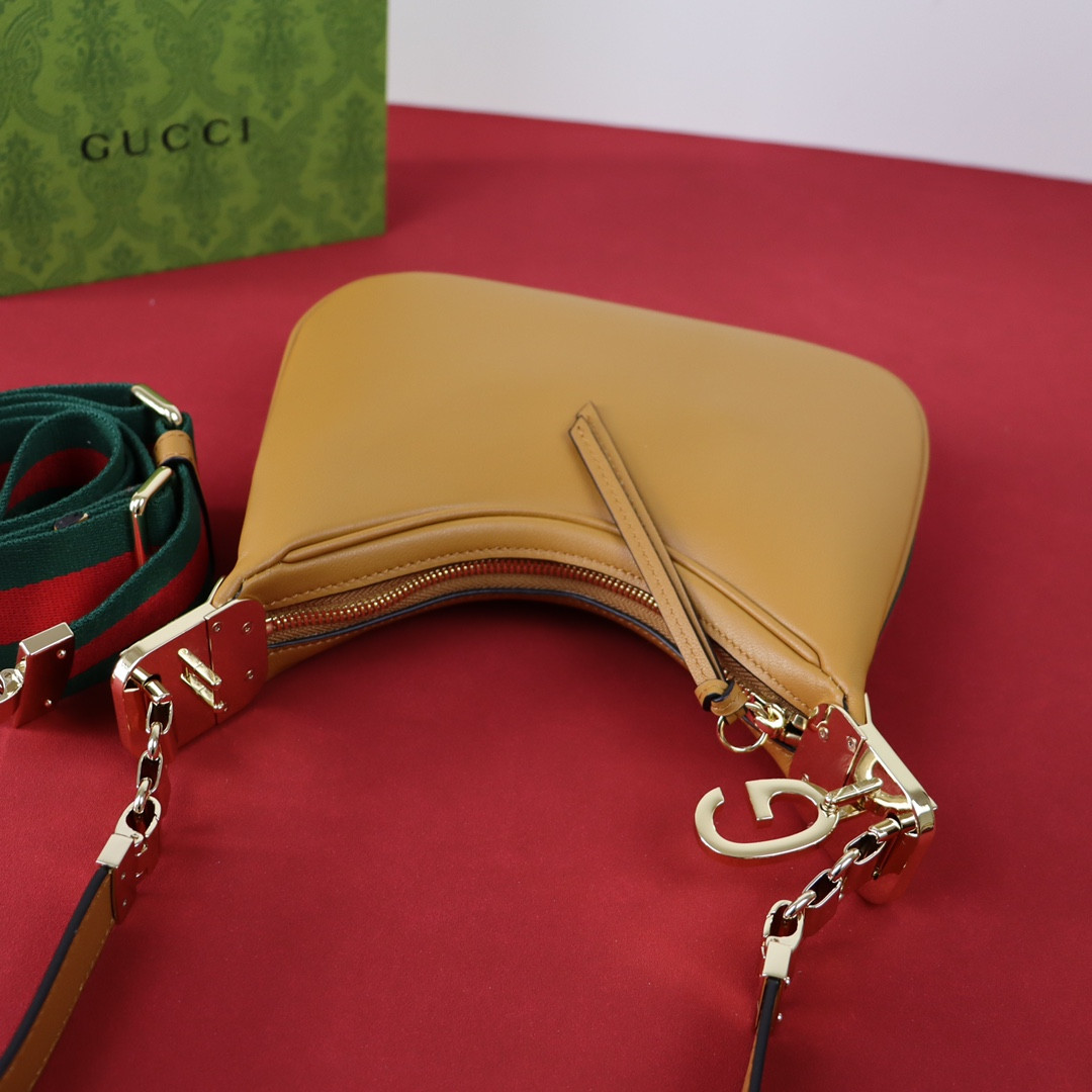 GUCCI ATTACHE SMALL SHOULDER BAG BROWN 9"W x 8.7"H x 2"D