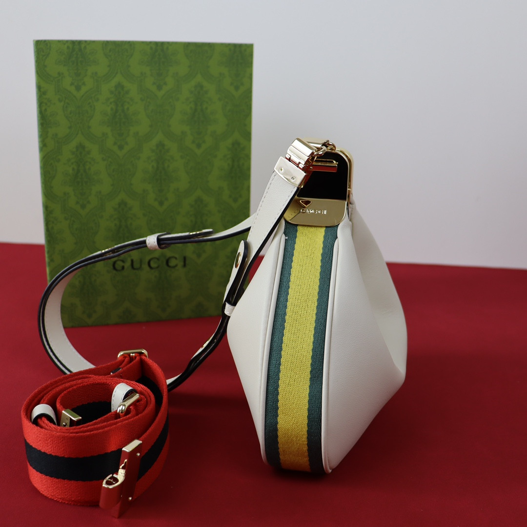 GUCCI ATTACHE SMALL SHOULDER BAG WHITE 9"W x 8.7"H x 2"D