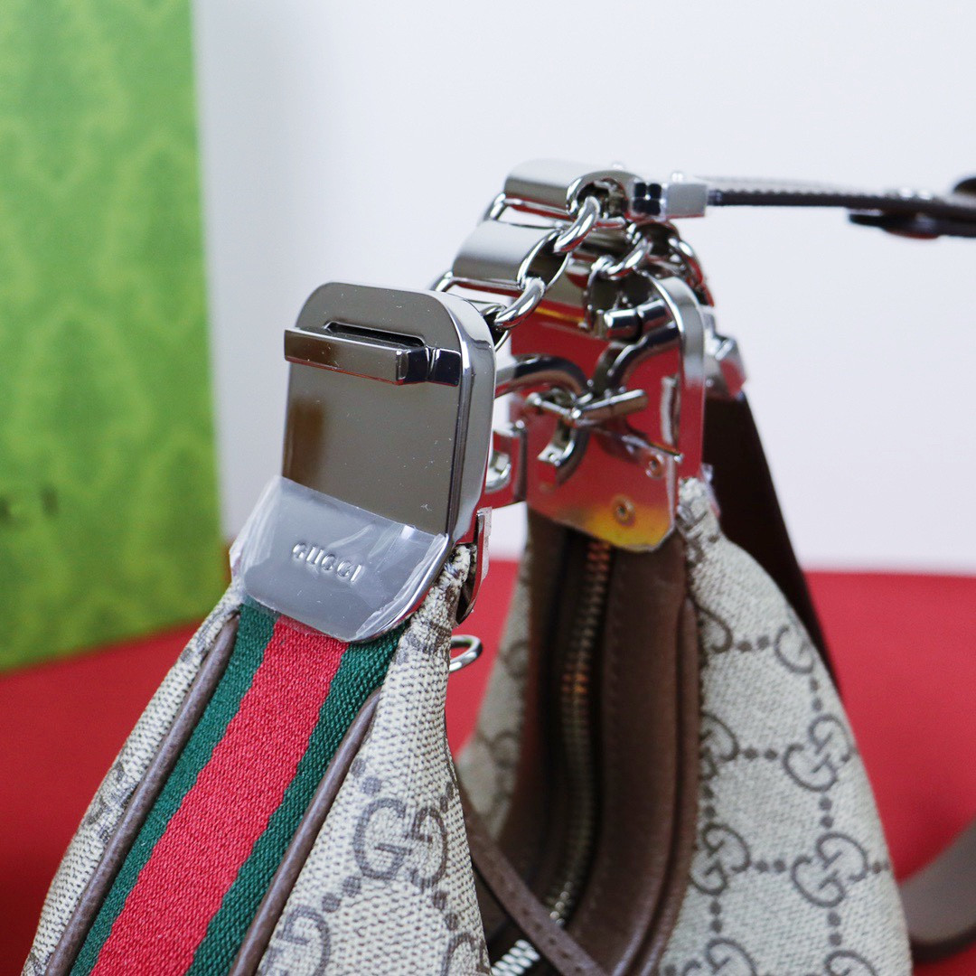 GUCCI ATTACHE SMALL SHOULDER BAG Beige and blue 9"W x 8.7"H x 2"D