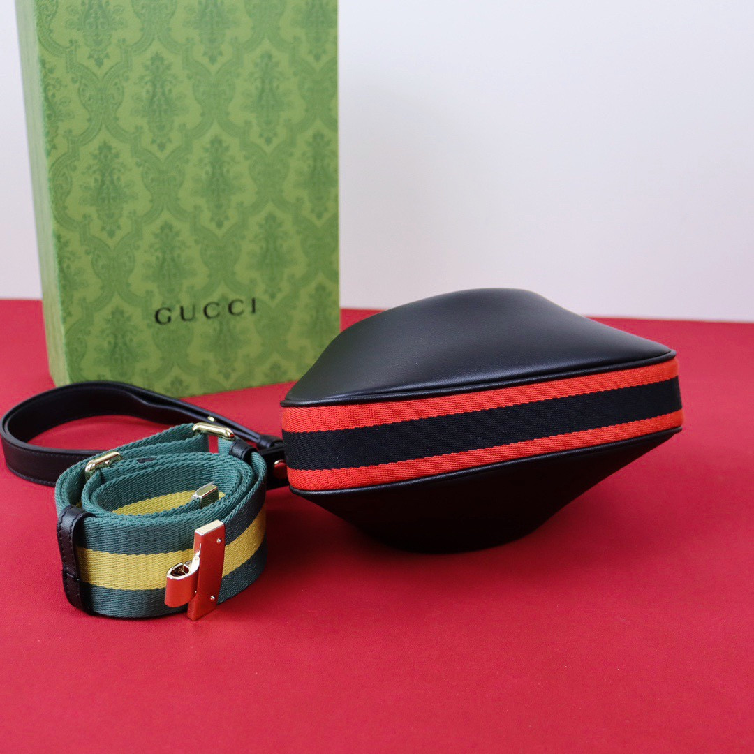 GUCCI ATTACHE SMALL SHOULDER BAG BLACK 9"W x 8.7"H x 2"D