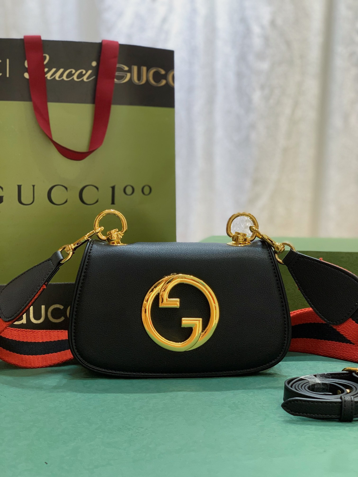 GUCCI BLONDIE MINI BAG BLACK 8.7"W x 5.1"H x 2.2"D