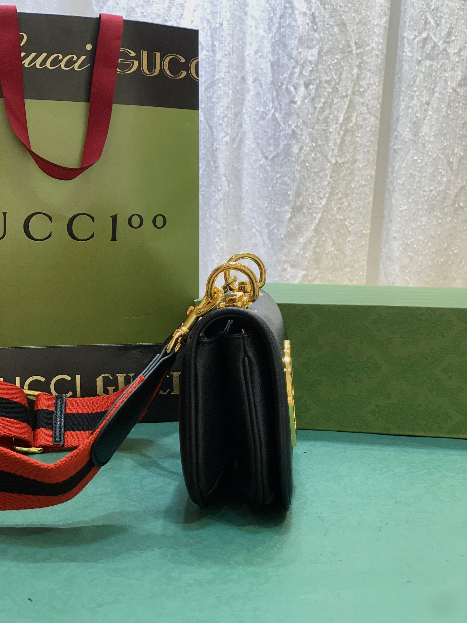 GUCCI BLONDIE MINI BAG BLACK 8.7"W x 5.1"H x 2.2"D