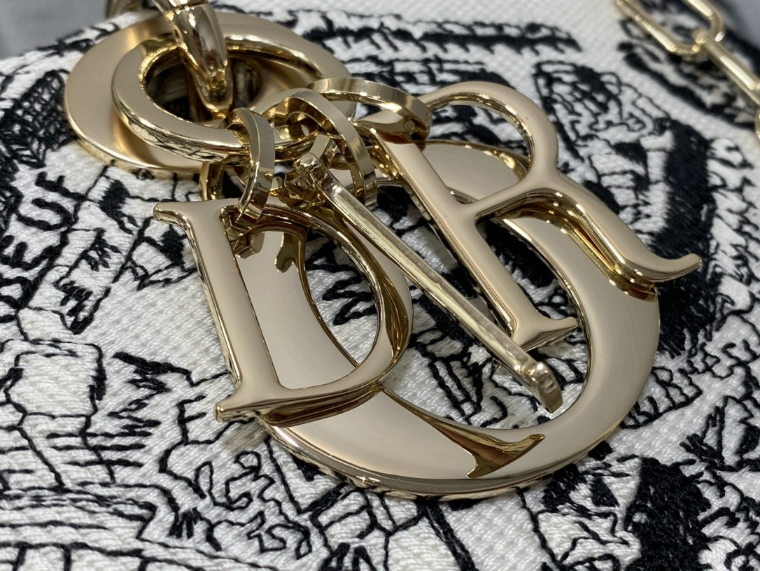 Dior Lady D-Joy bag medium black white 26 x 13.5 x 5 cm