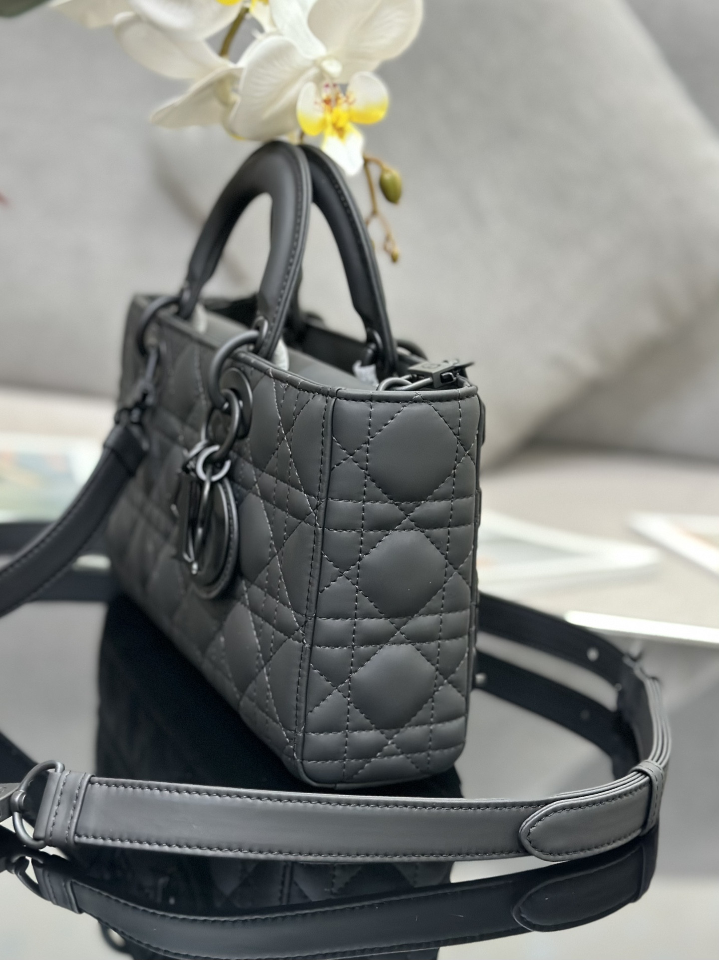 Dior Lady D-Joy bag medium Gray 26 x 13.5 x 5 cm