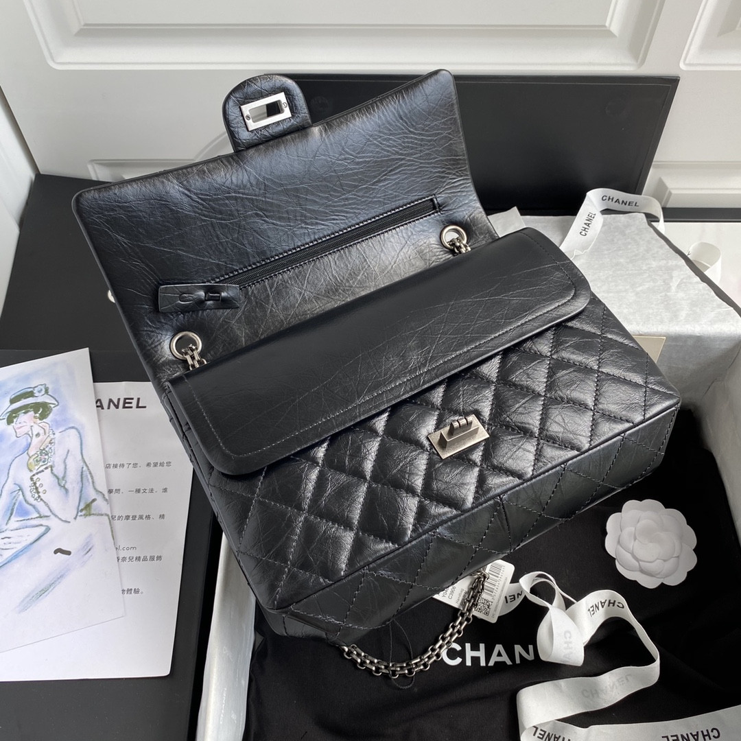 CHANEL LARGE 2.55 HANDBAG Black 7.6 × 10.9 × 2.9 in