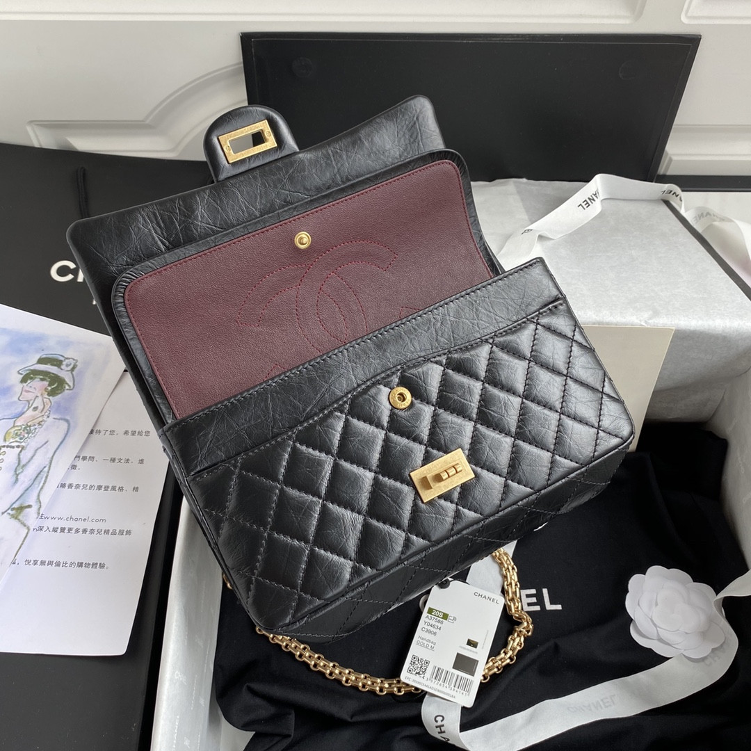 CHANEL 2.55 HANDBAG Black 6.2 × 9.4 × 2.9 in