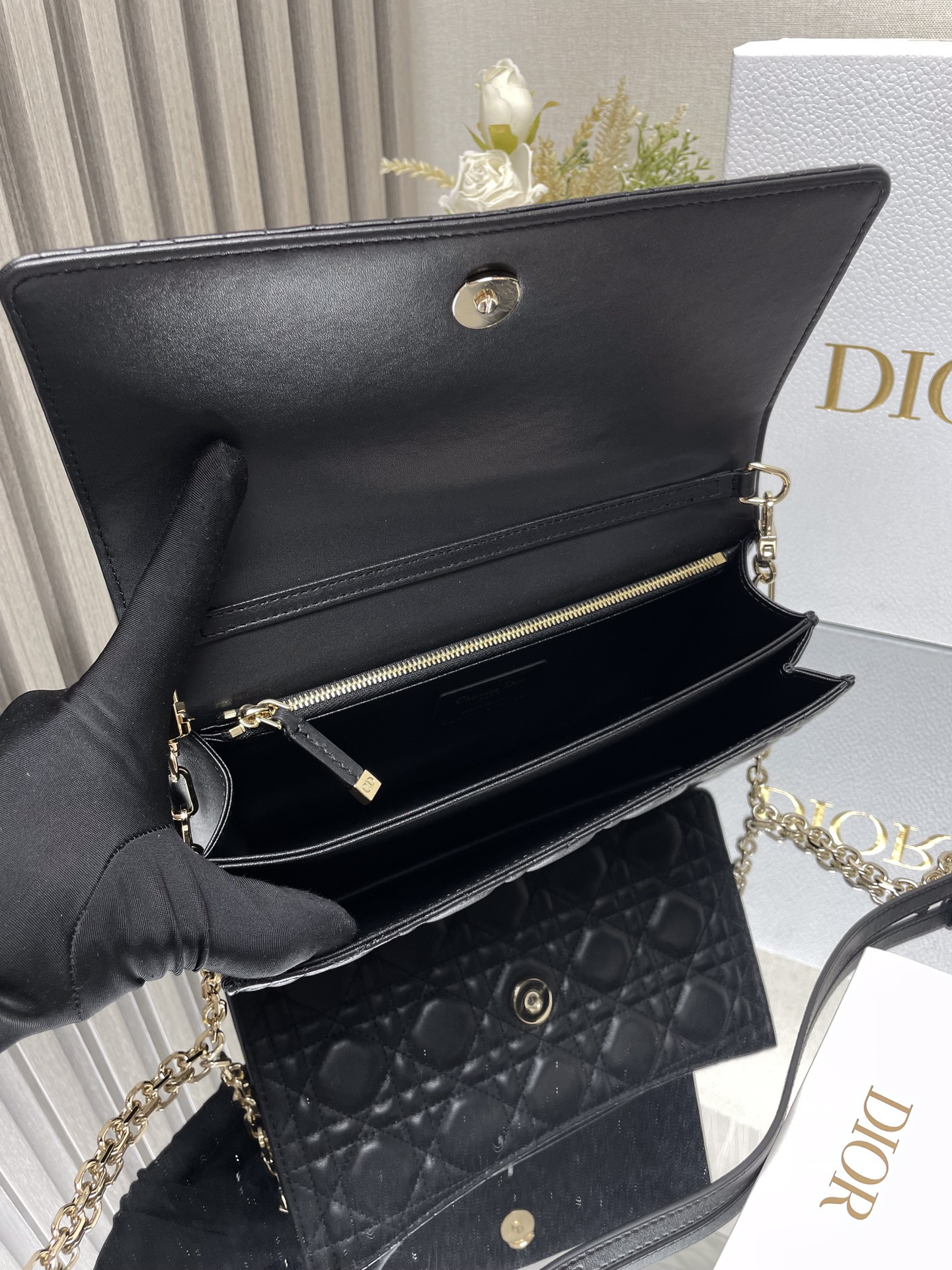 My Dior Top Handle Bag Black 9.5 x 5.5 x 3 inches