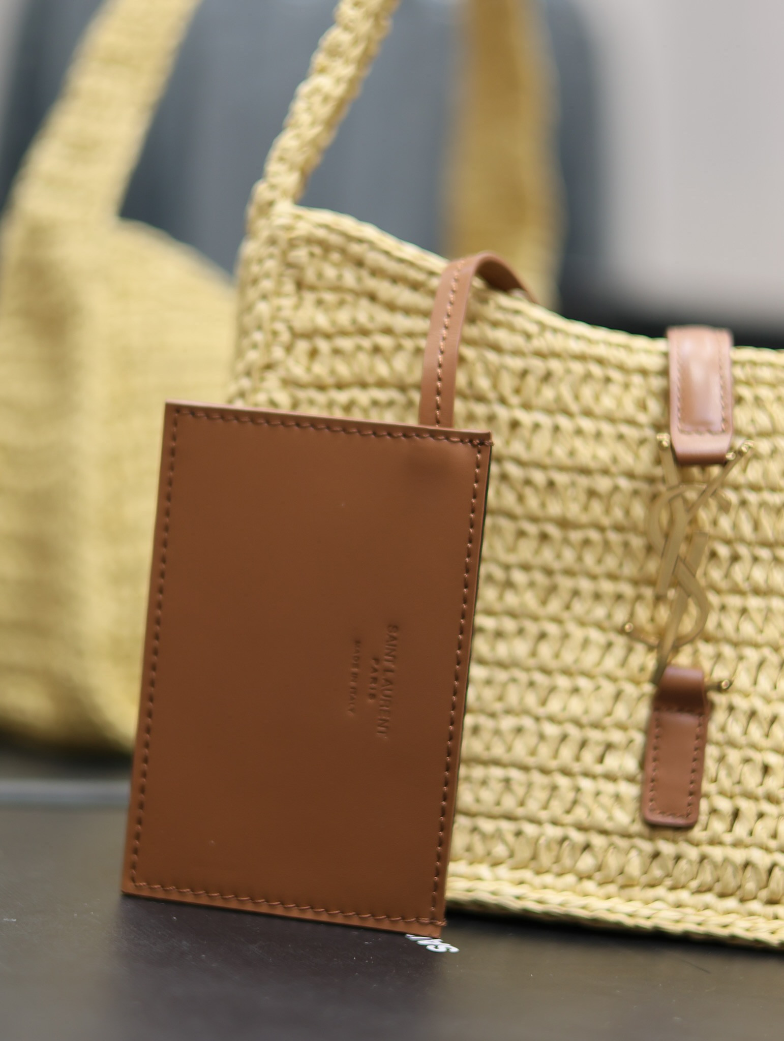 YSL LE 5 À 7 MINI IN RAFFIA Color Natural 9.06x6.30x2.56 INCHES