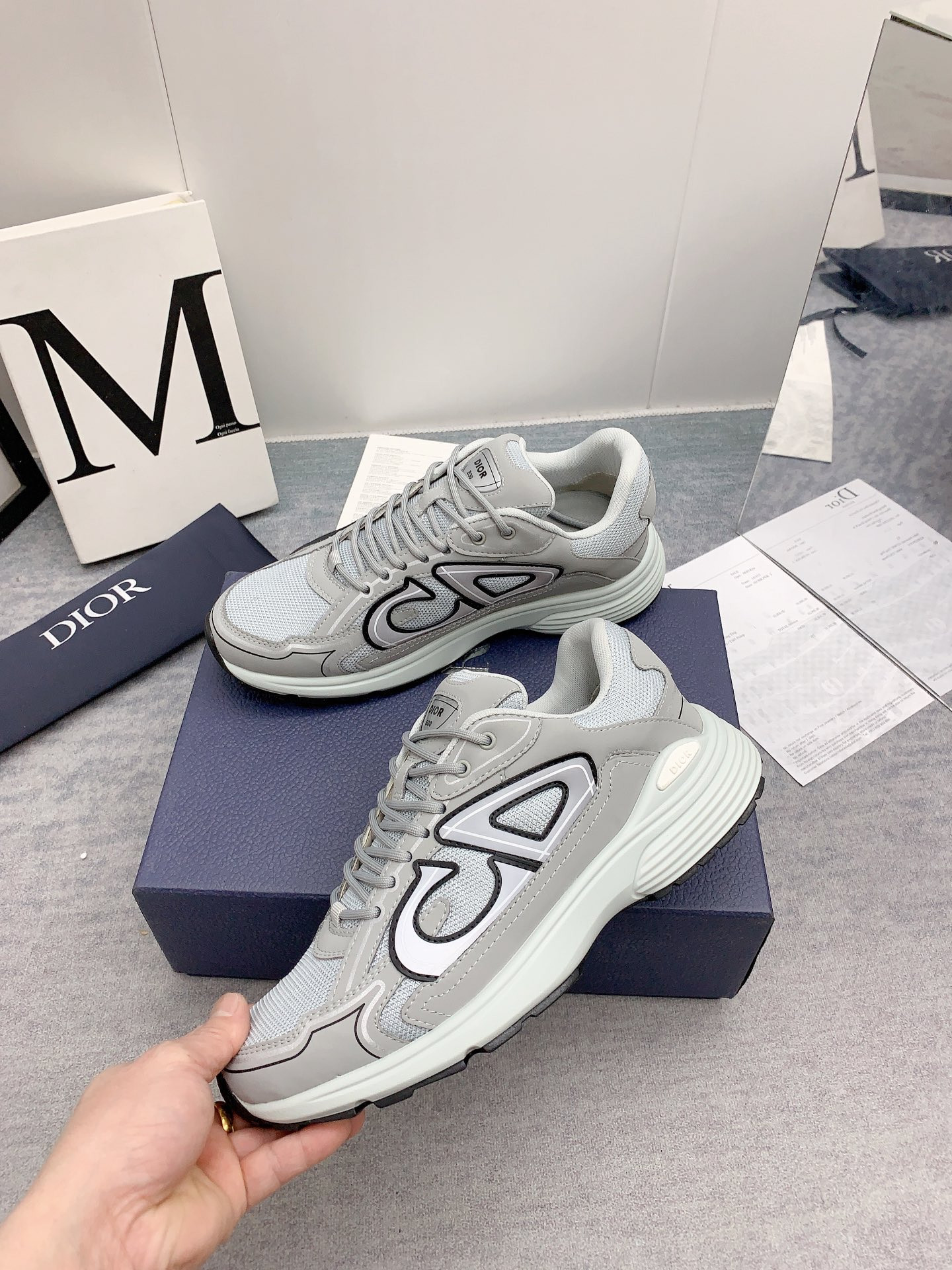 Dior B30 Sneaker Gray Mesh and Technical Fabric