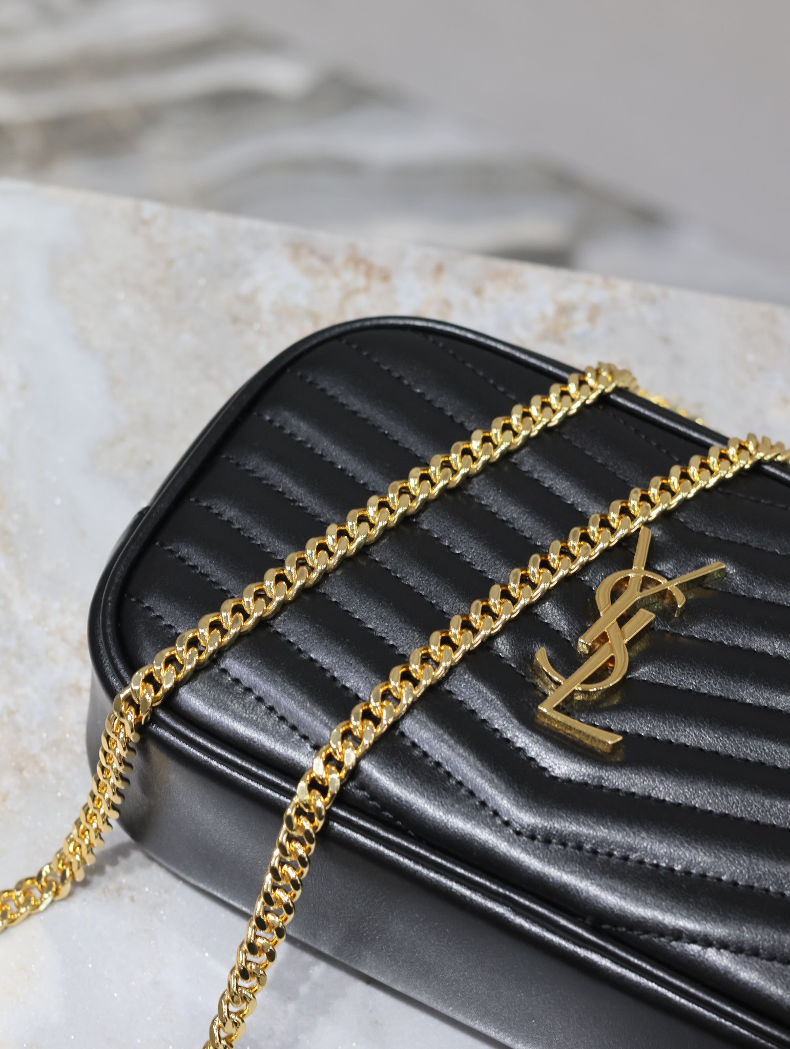 YSL MINI LOU IN QUILTED LEATHER 7.5 X 4.1 X 2 INCHES