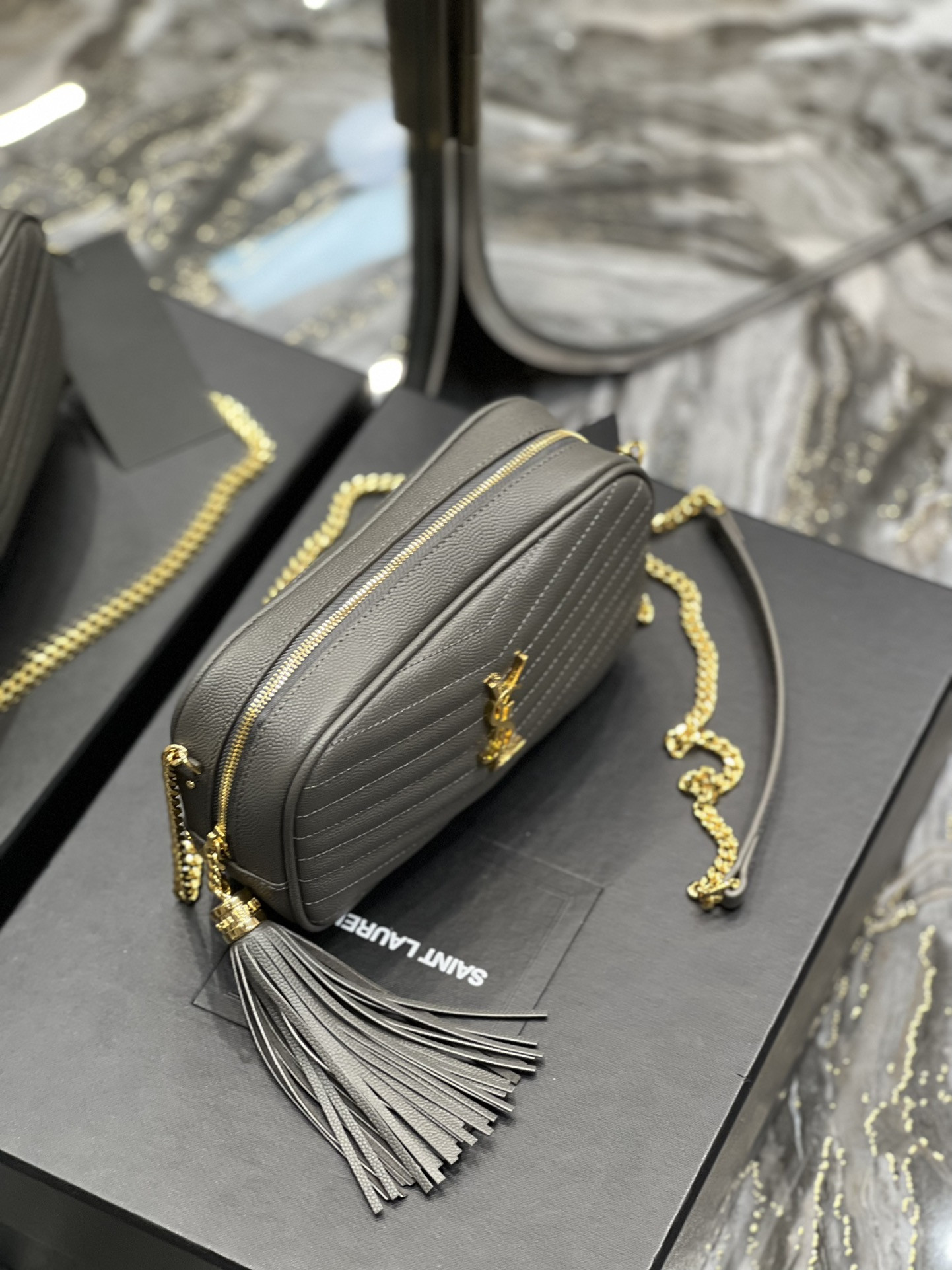 YSL MINI LOU IN QUILTED LEATHER 7.5 X 4.1 X 2 INCHES