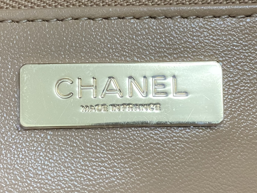 CHANEL SHOPPING BAG Shiny Lambskin & Gold-Tone Metal 11.7 × 14 × 3.5 in