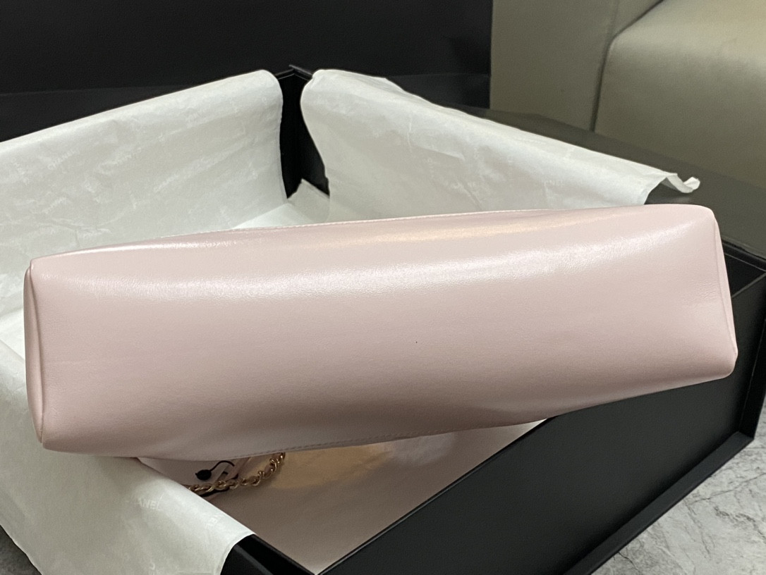 CHANEL SHOPPING BAG Shiny Lambskin & Gold-Tone Metal 11.7 × 11.3 × 3.5 in